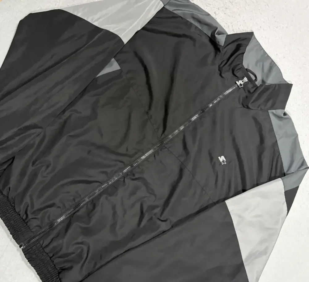 Starter Windbreaker Jacket Men's 2XL Black Full Zip Track Y2K